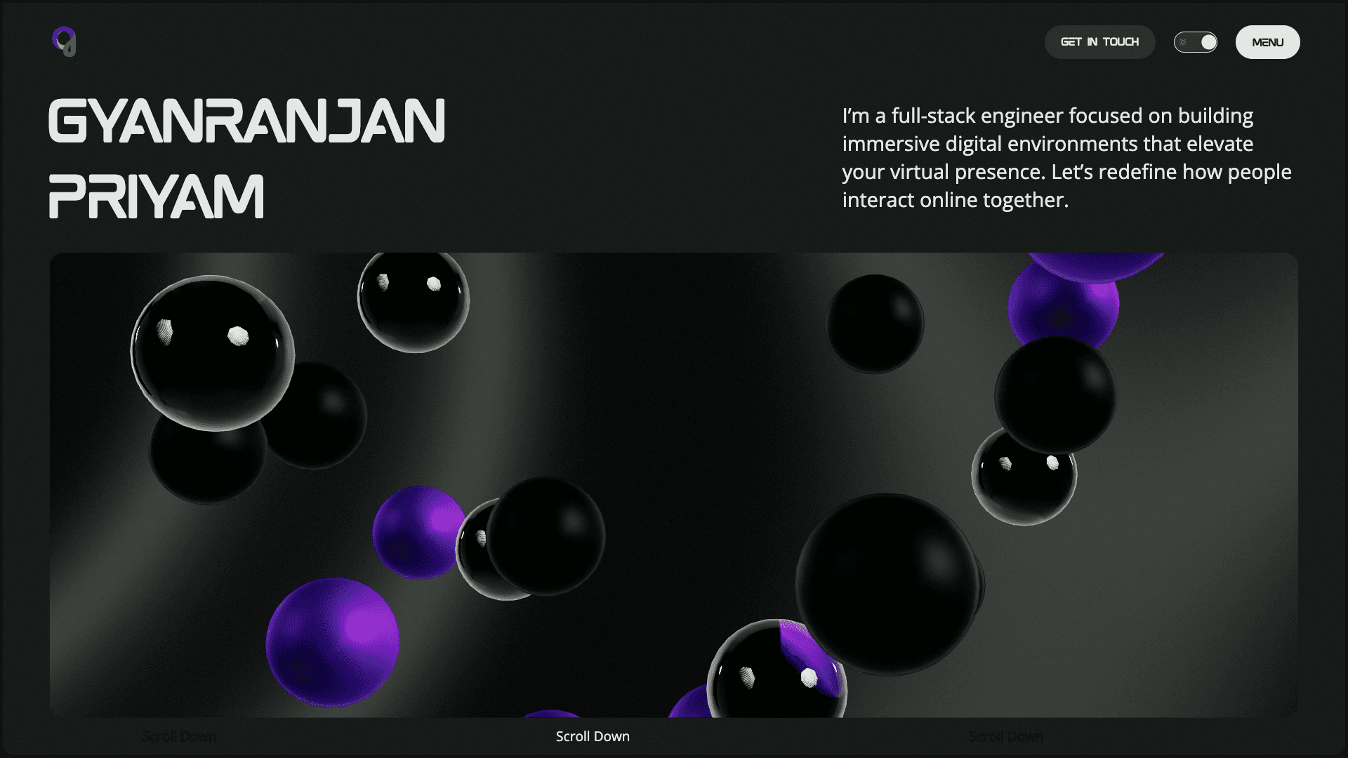 Animated Portfolio Desktop View